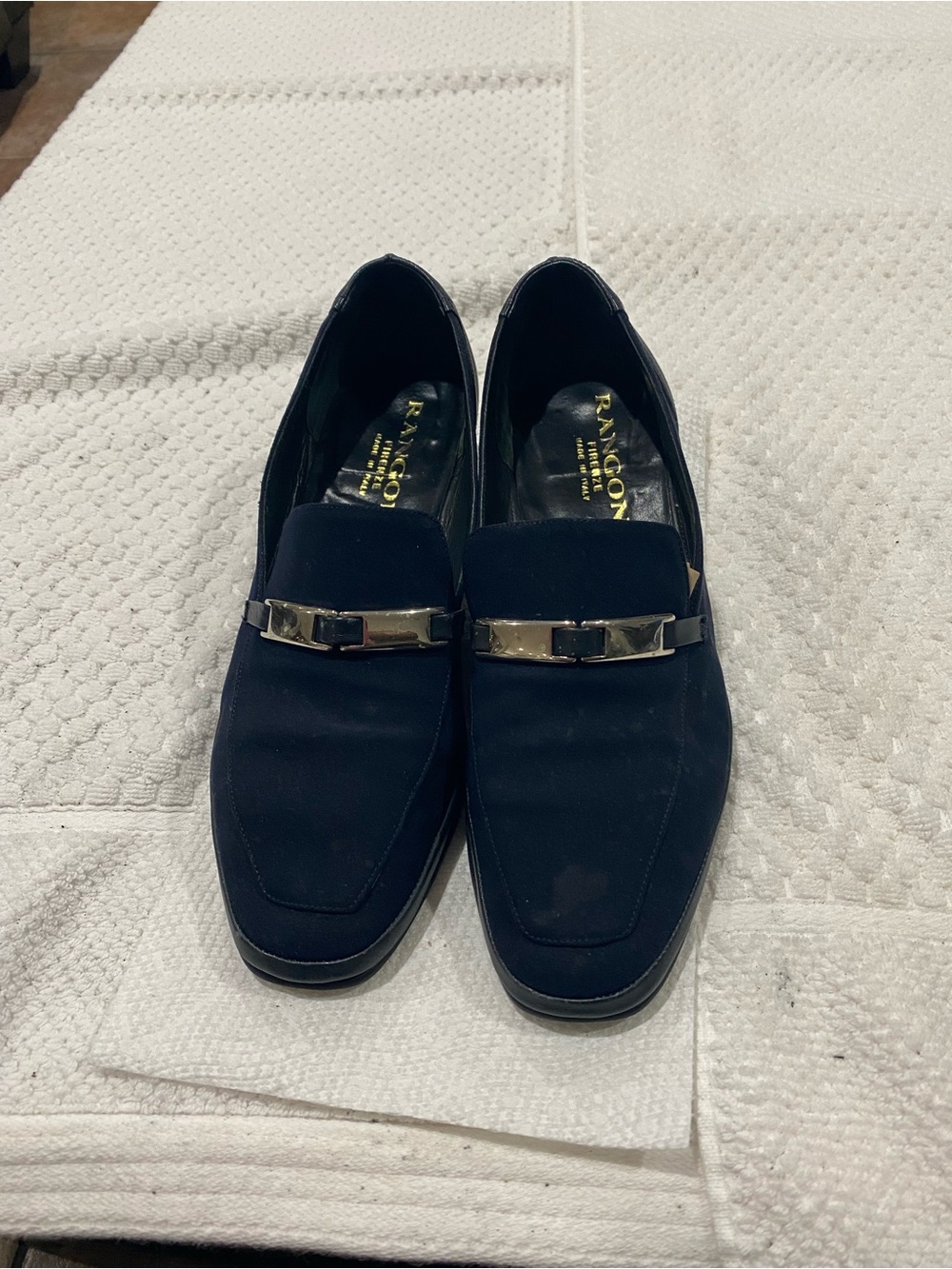 Rangoni Black Suede Loafers with Silver Bit